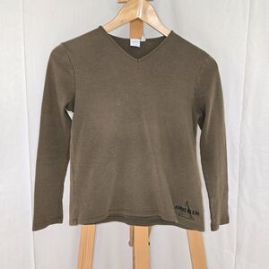 Anne Klein Sport Women's SIze Petite XS Green Long Sleeve V Neck Shirt